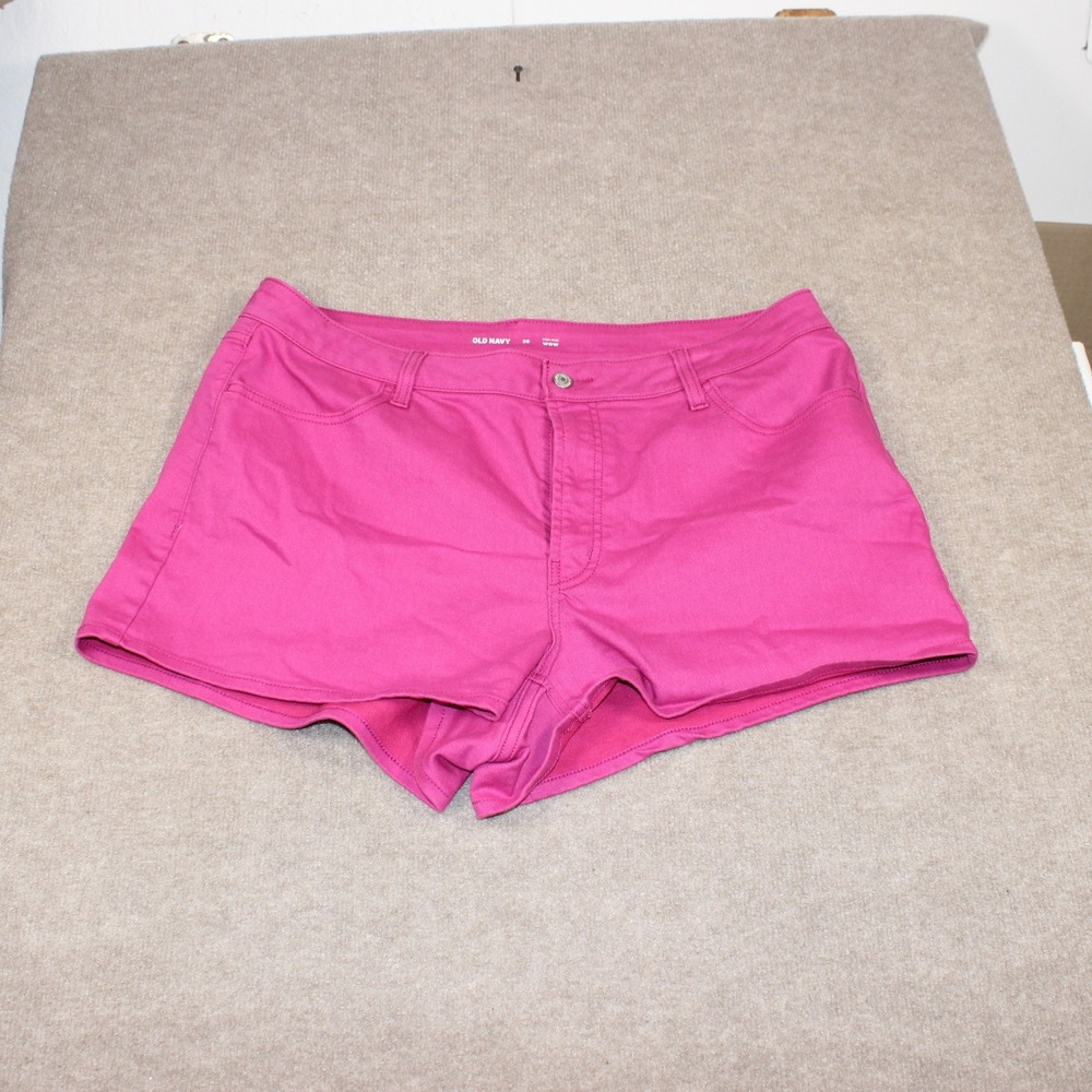 Old Navy High-Rise Wow Shorts Womens 20 Magenta Pink Cotton Blend Stretch 3in